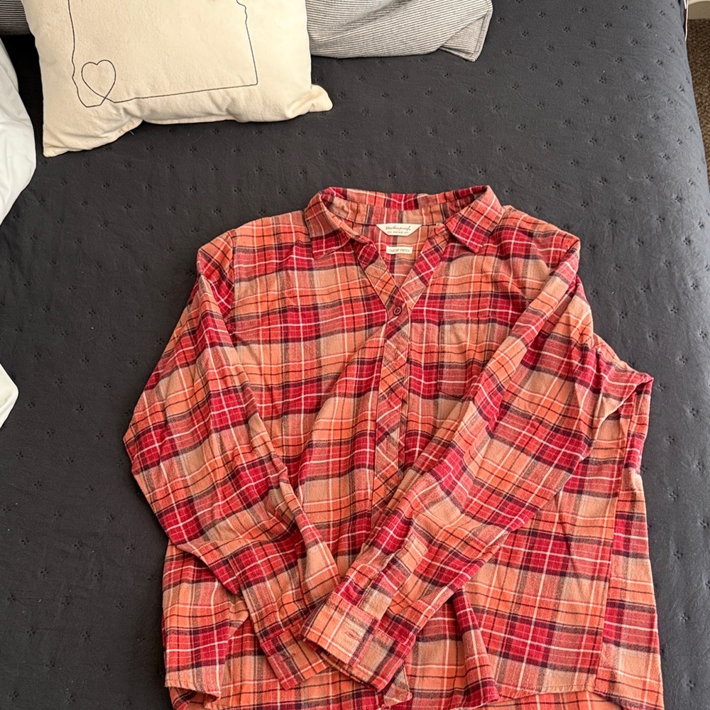 Vintage Red and Orange Plaid Shirt